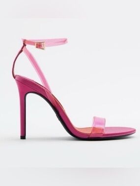 Zara Hot Pink Stiletto Ankle-Strap Sandals